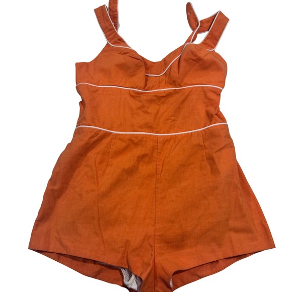 Vintage 50s/60s Orange One Piece Romper Swimsuit USA‎ Pinup See Measurements - Picture 1 of 16